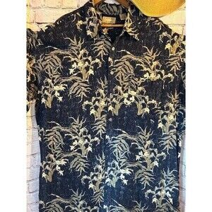 NATURAL ISSUE Navy Hawaiian Shirt Men's XLT/XGL‎  Floral  Tropical Rayon
